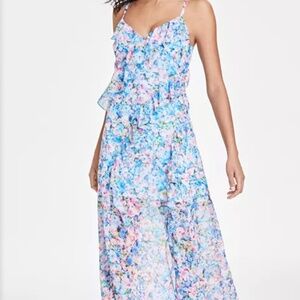 Bar III Women's Printed Sleeveless Ruffled Maxi Dress, Created for Macy's